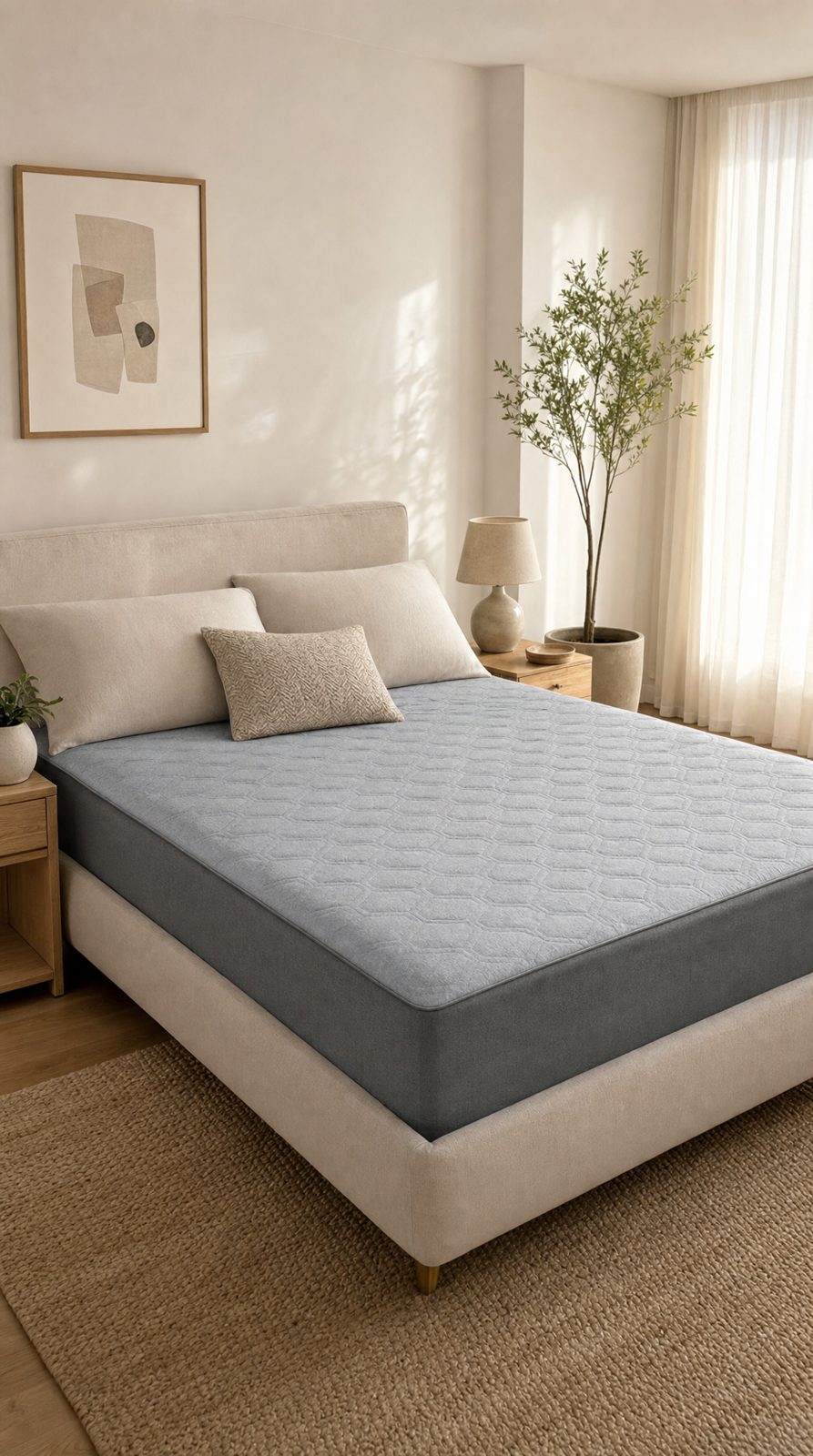 The cooling pad fitted on a bed