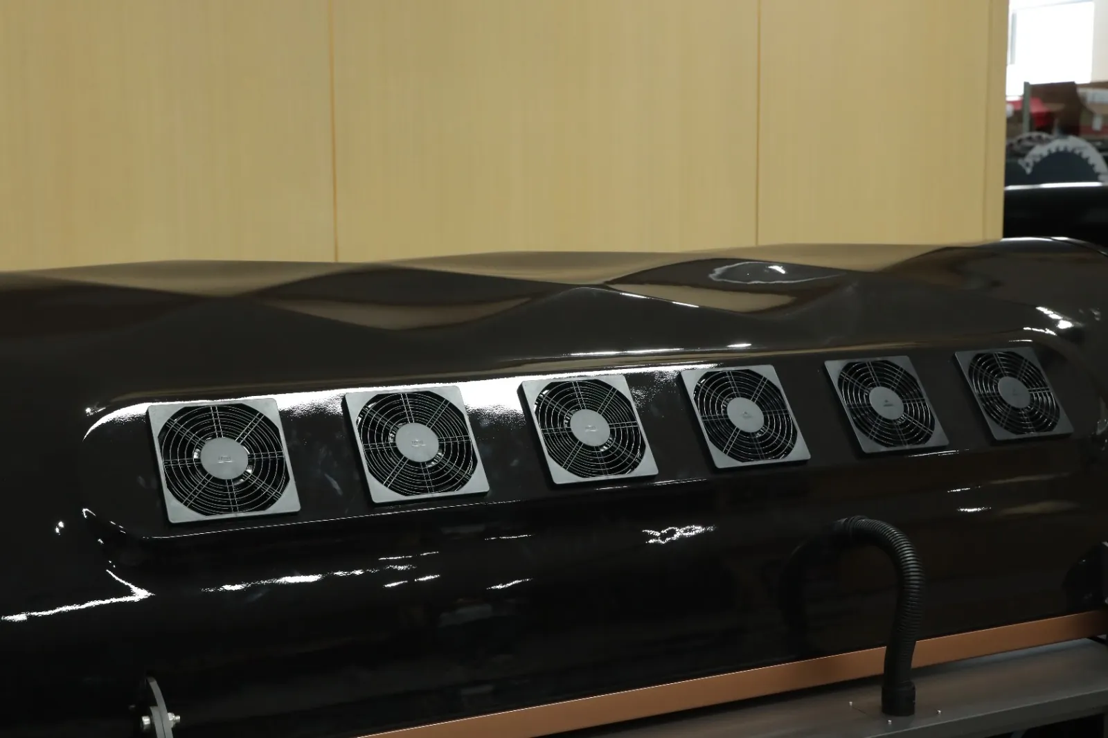 The bank of cooling fans along the side of the machine.